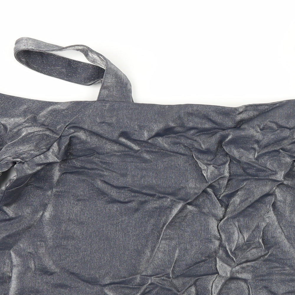 NEXT Womens Silver   Basic T-Shirt Size 8  - Cut Out Shoulder
