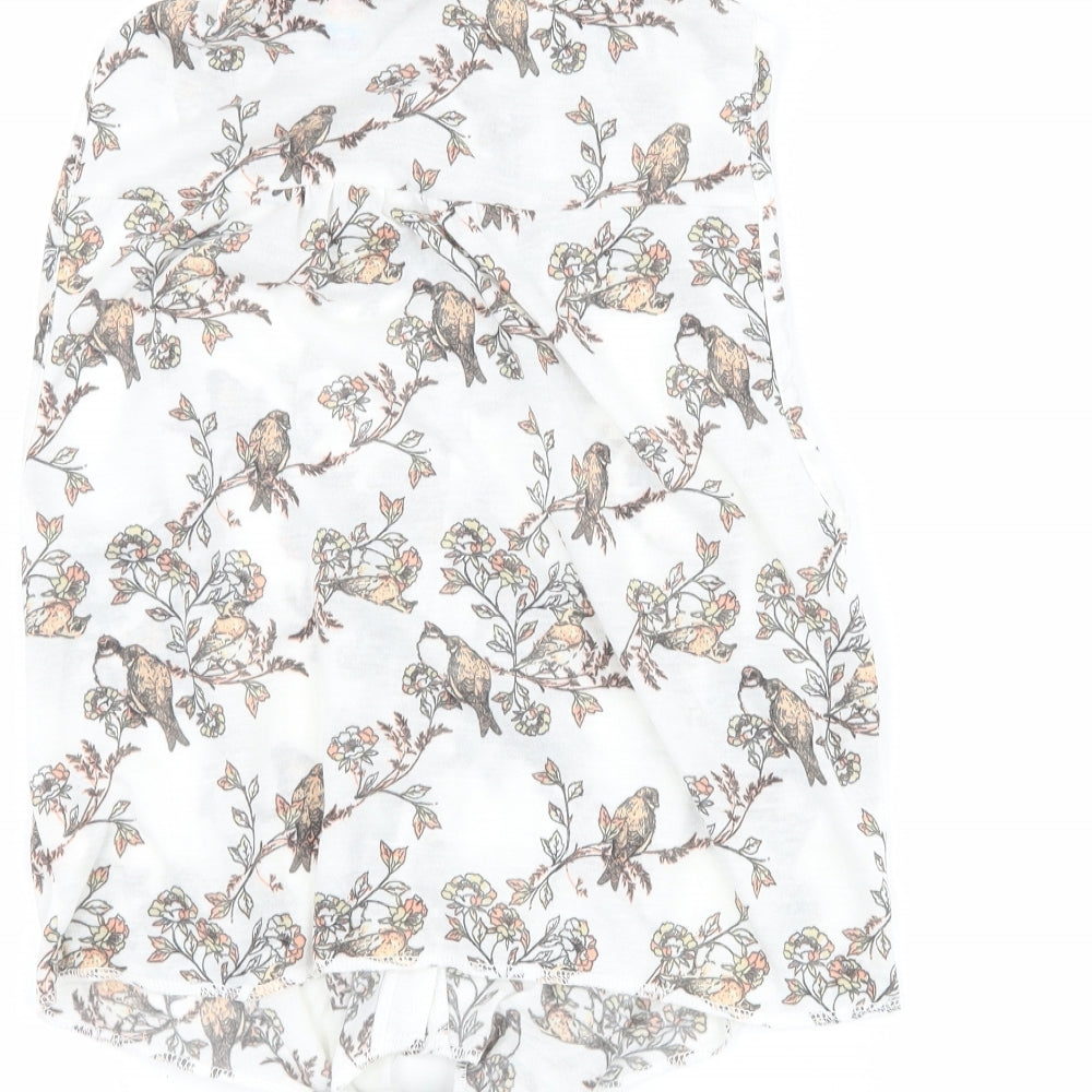 denim co Womens White Floral  Basic Button-Up Size 12