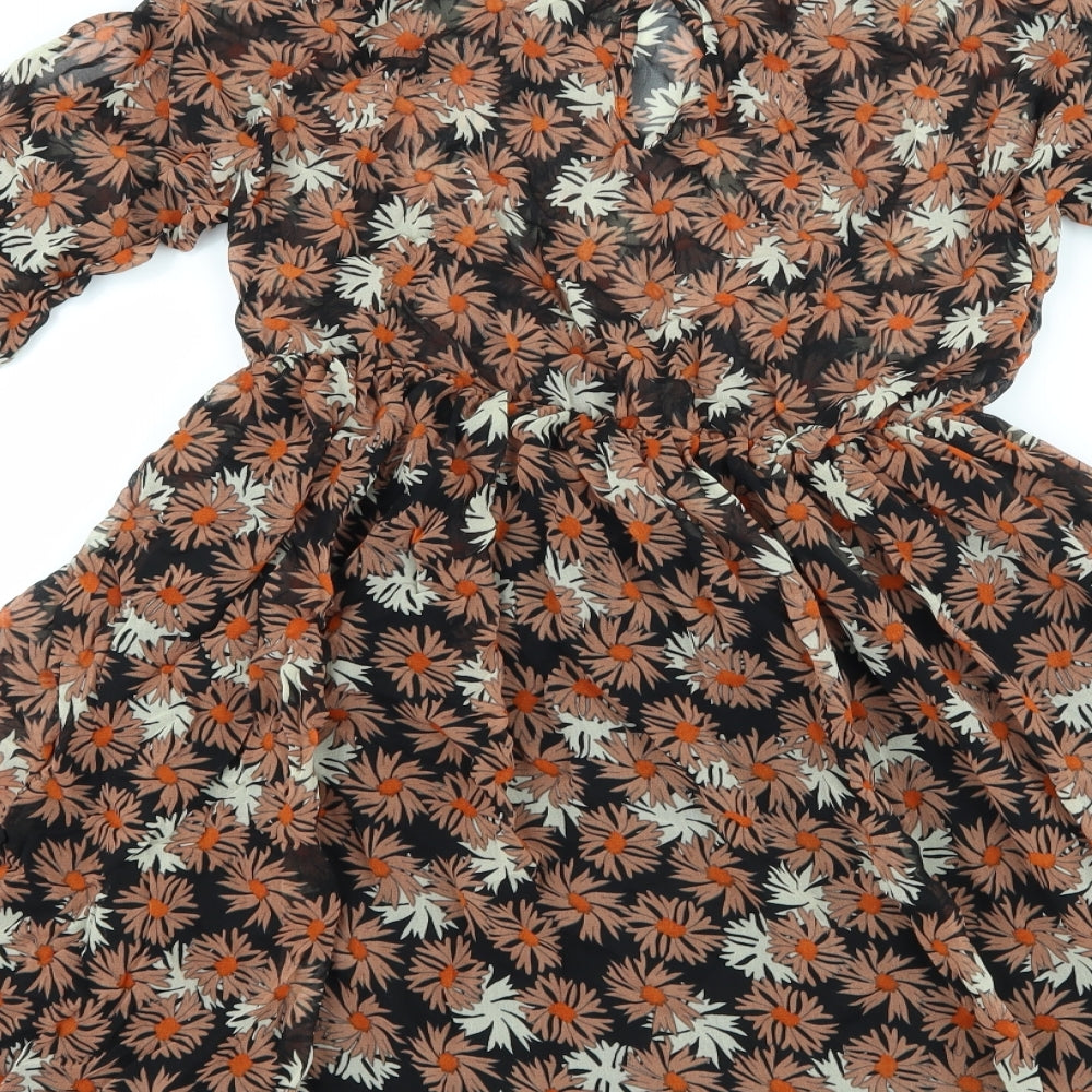 Atmosphere Womens Black Floral  A-Line  Size 10  - Cut Out Shoulder
