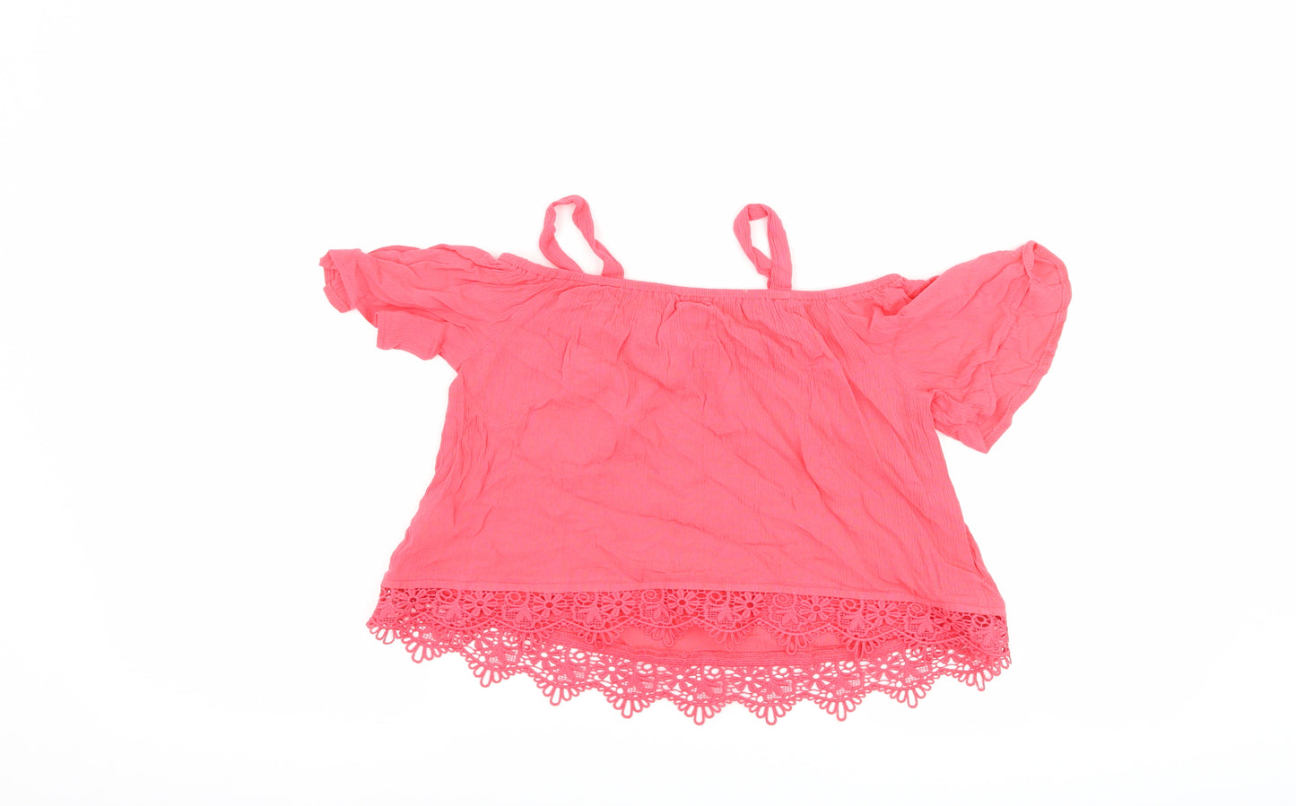 Young Dimension Girls Pink   Basic T-Shirt Size 8-9 Years  - Cut Out Shoulder