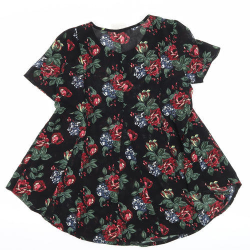 Pins & Needles Womens Black Floral  Basic T-Shirt Size XS