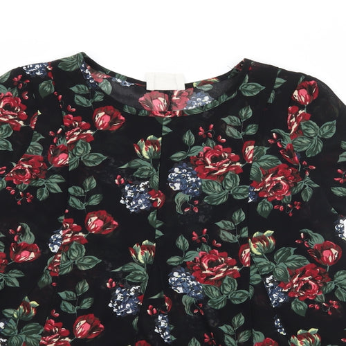 Pins & Needles Womens Black Floral  Basic T-Shirt Size XS