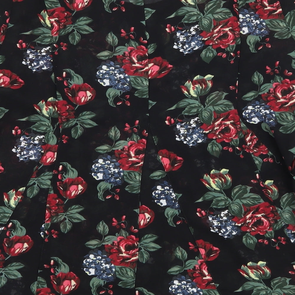 Pins & Needles Womens Black Floral  Basic T-Shirt Size XS