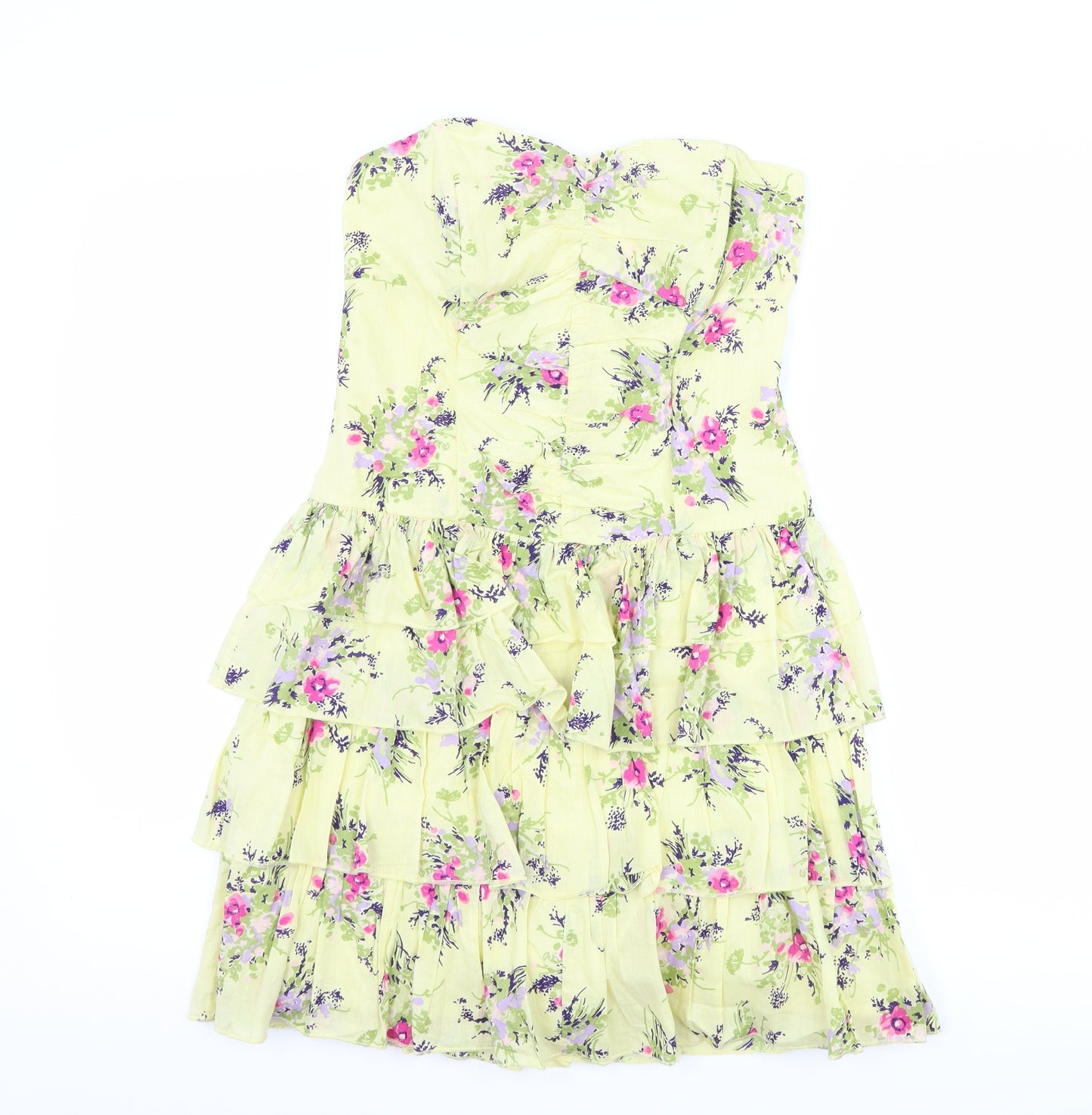 Oasis Womens Yellow Floral  Shift  Size 10  - Boob Tube