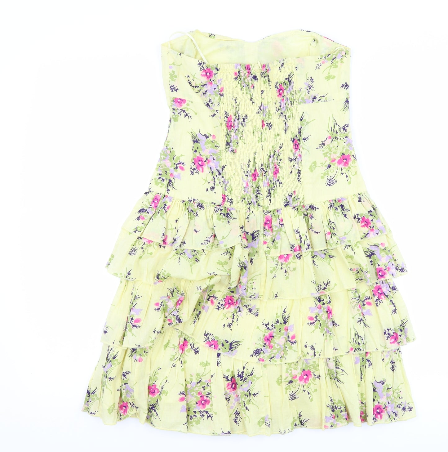 Oasis Womens Yellow Floral  Shift  Size 10  - Boob Tube
