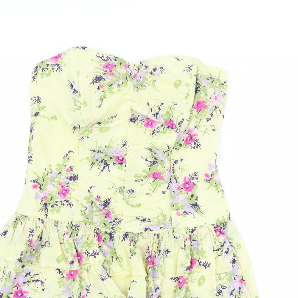 Oasis Womens Yellow Floral  Shift  Size 10  - Boob Tube