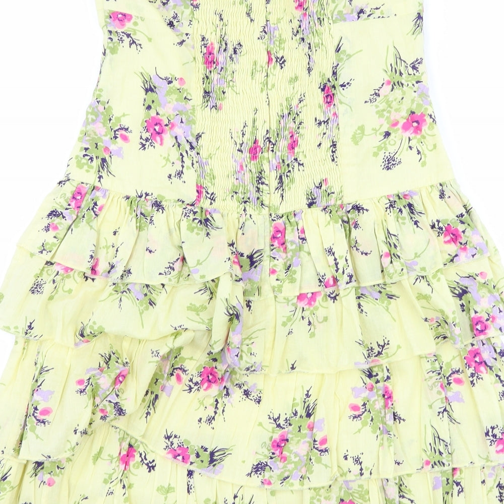 Oasis Womens Yellow Floral  Shift  Size 10  - Boob Tube