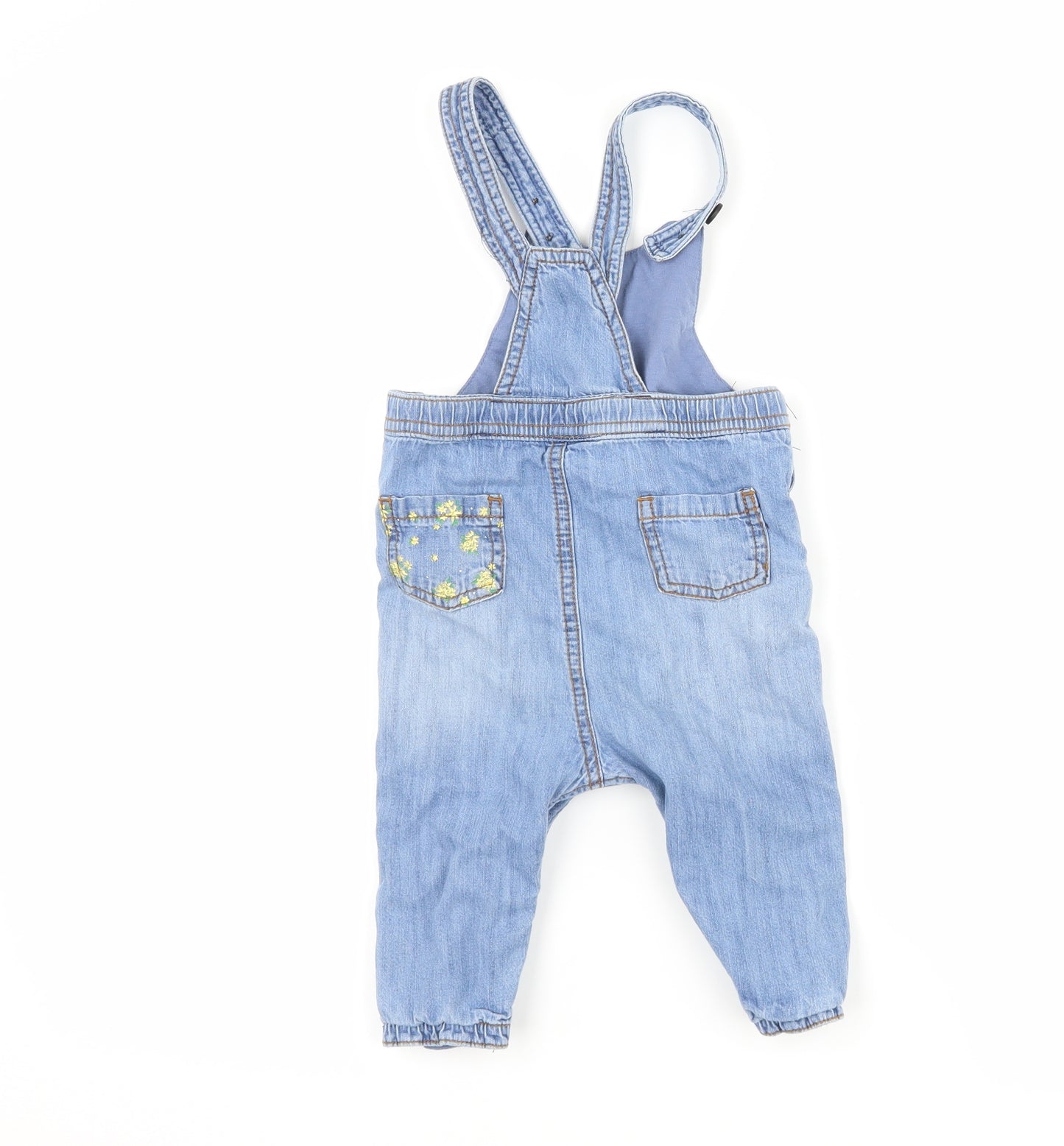 NEXT Girls Blue Floral  Dungaree One-Piece Size 9-12 Months