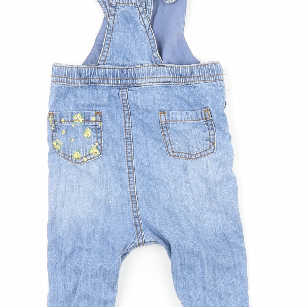 NEXT Girls Blue Floral  Dungaree One-Piece Size 9-12 Months
