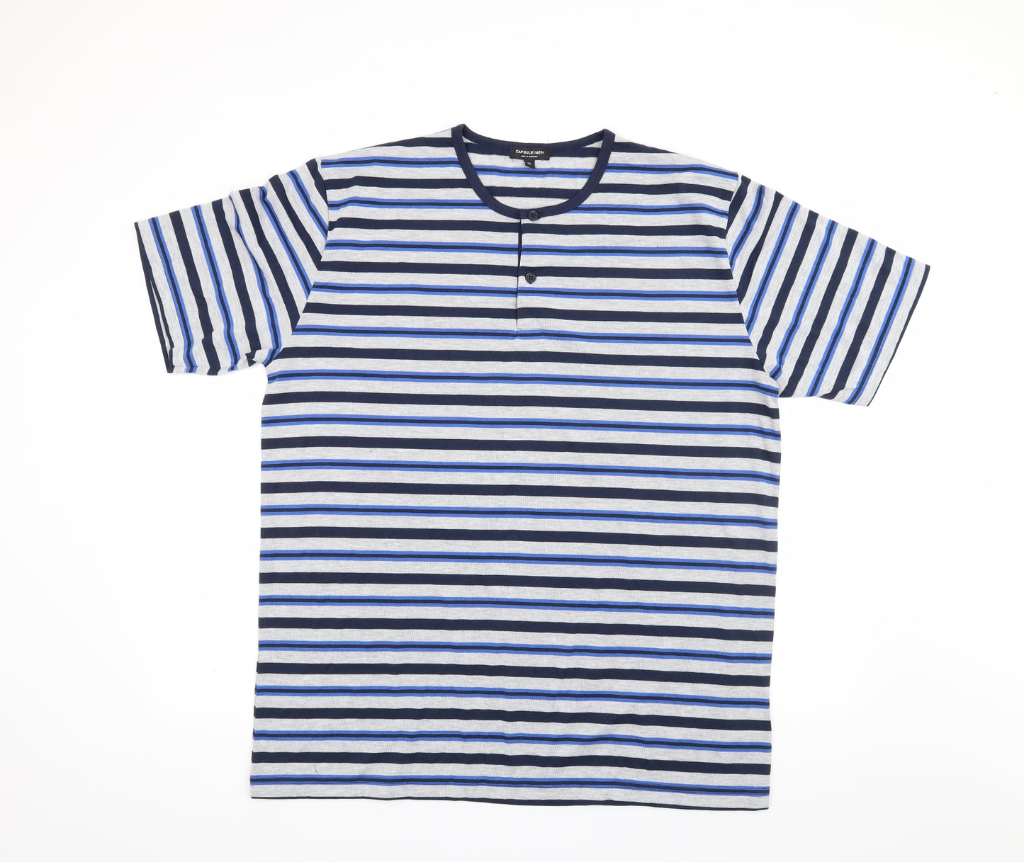 Capsule Men Mens Blue Striped   T-Shirt Size XL