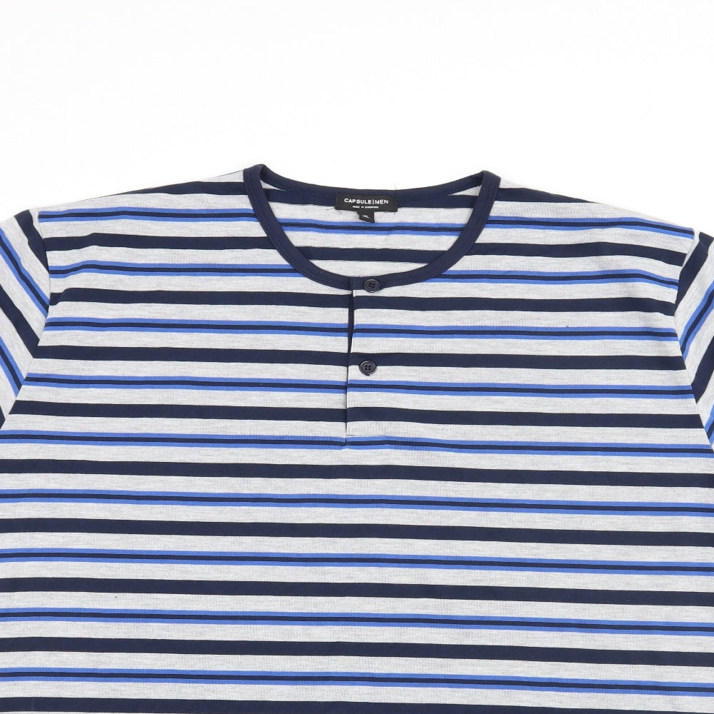 Capsule Men Mens Blue Striped   T-Shirt Size XL