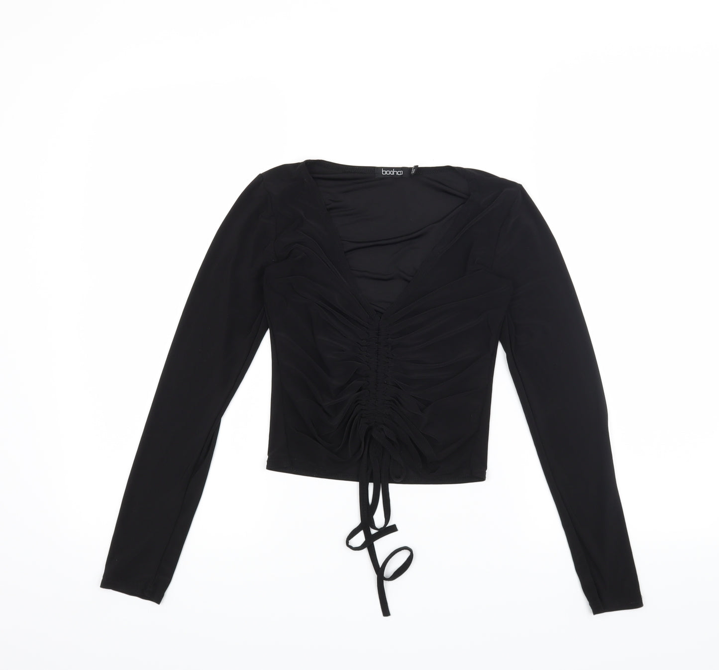 Boohoo Womens Black   Cropped Blouse Size 10
