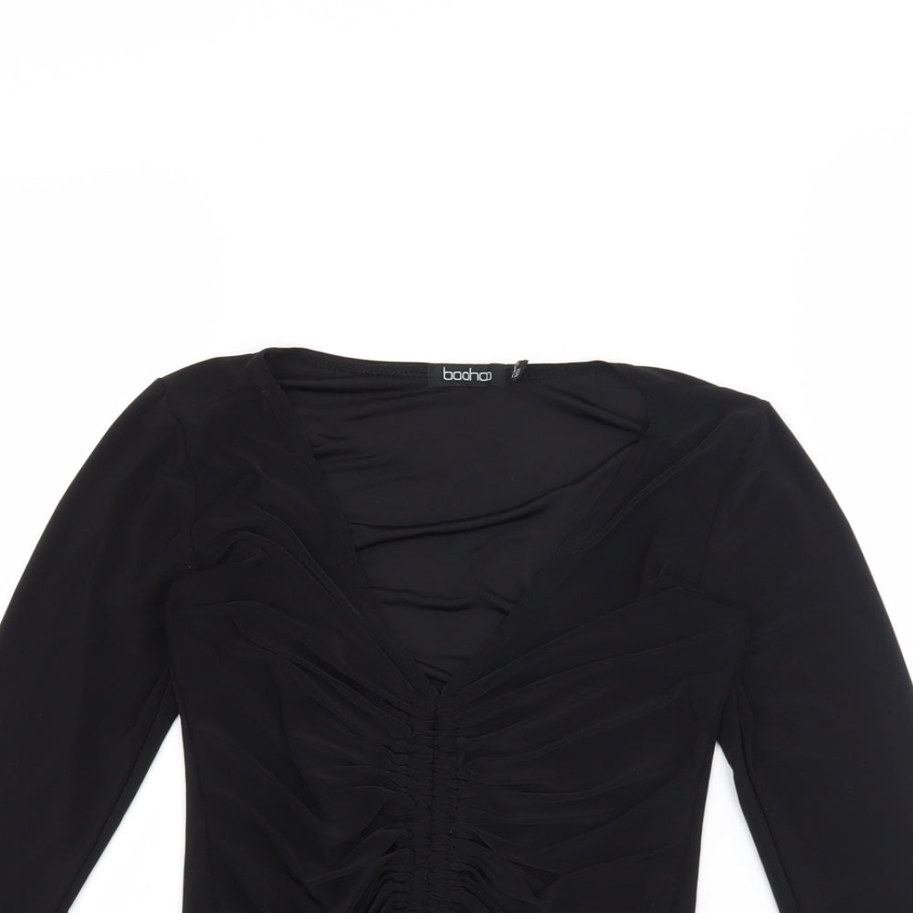 Boohoo Womens Black   Cropped Blouse Size 10