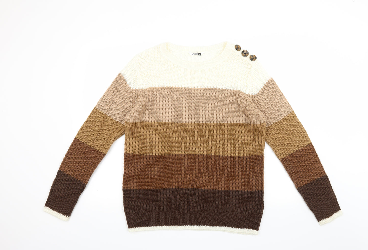 PEP&CO Womens Brown Striped  Pullover Jumper Size 12
