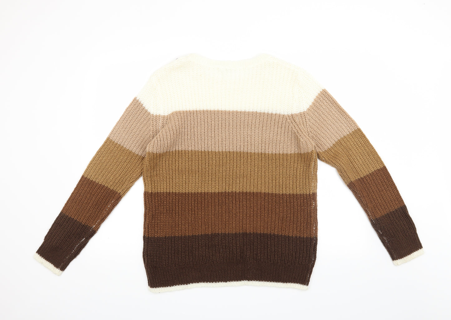 PEP&CO Womens Brown Striped  Pullover Jumper Size 12