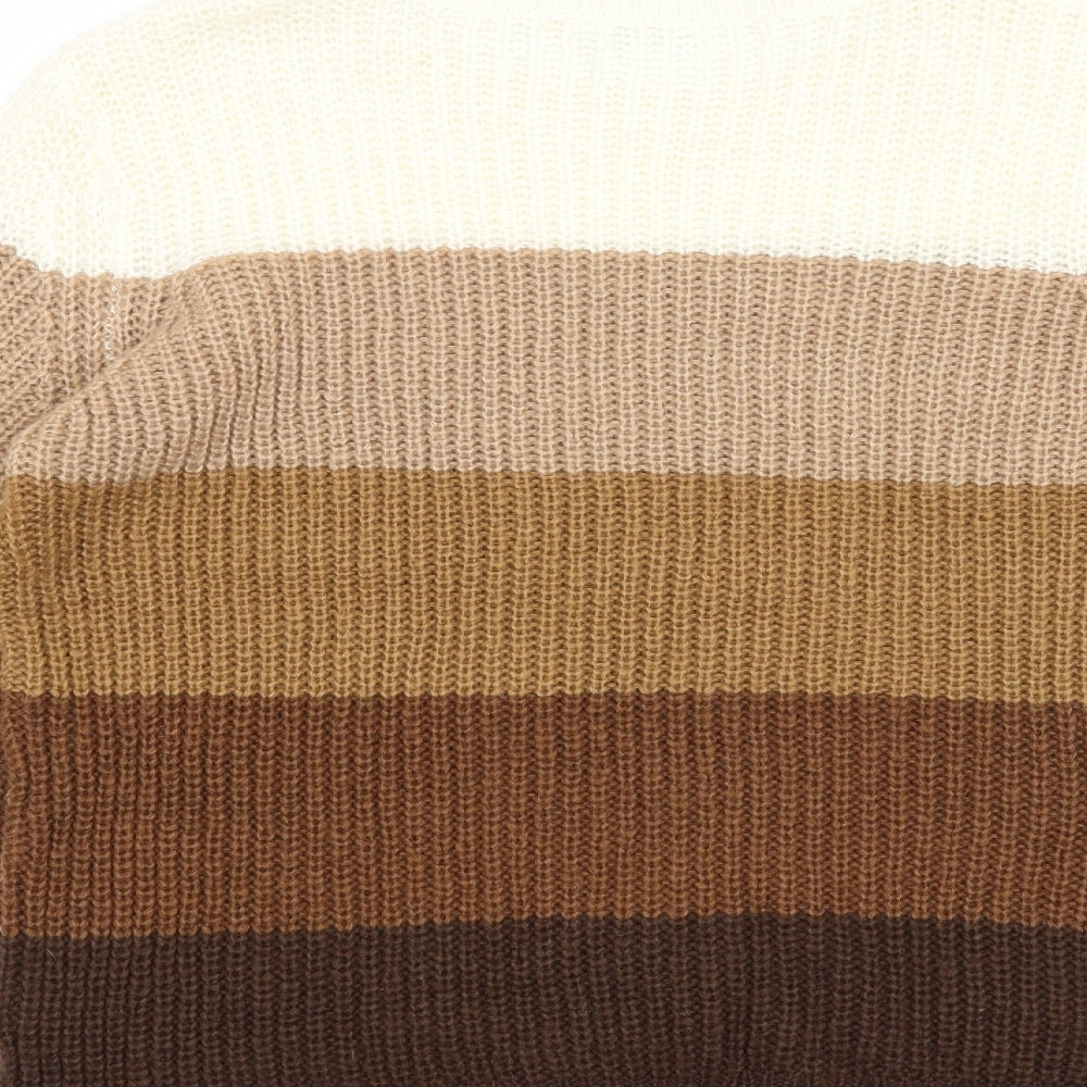 PEP&CO Womens Brown Striped  Pullover Jumper Size 12