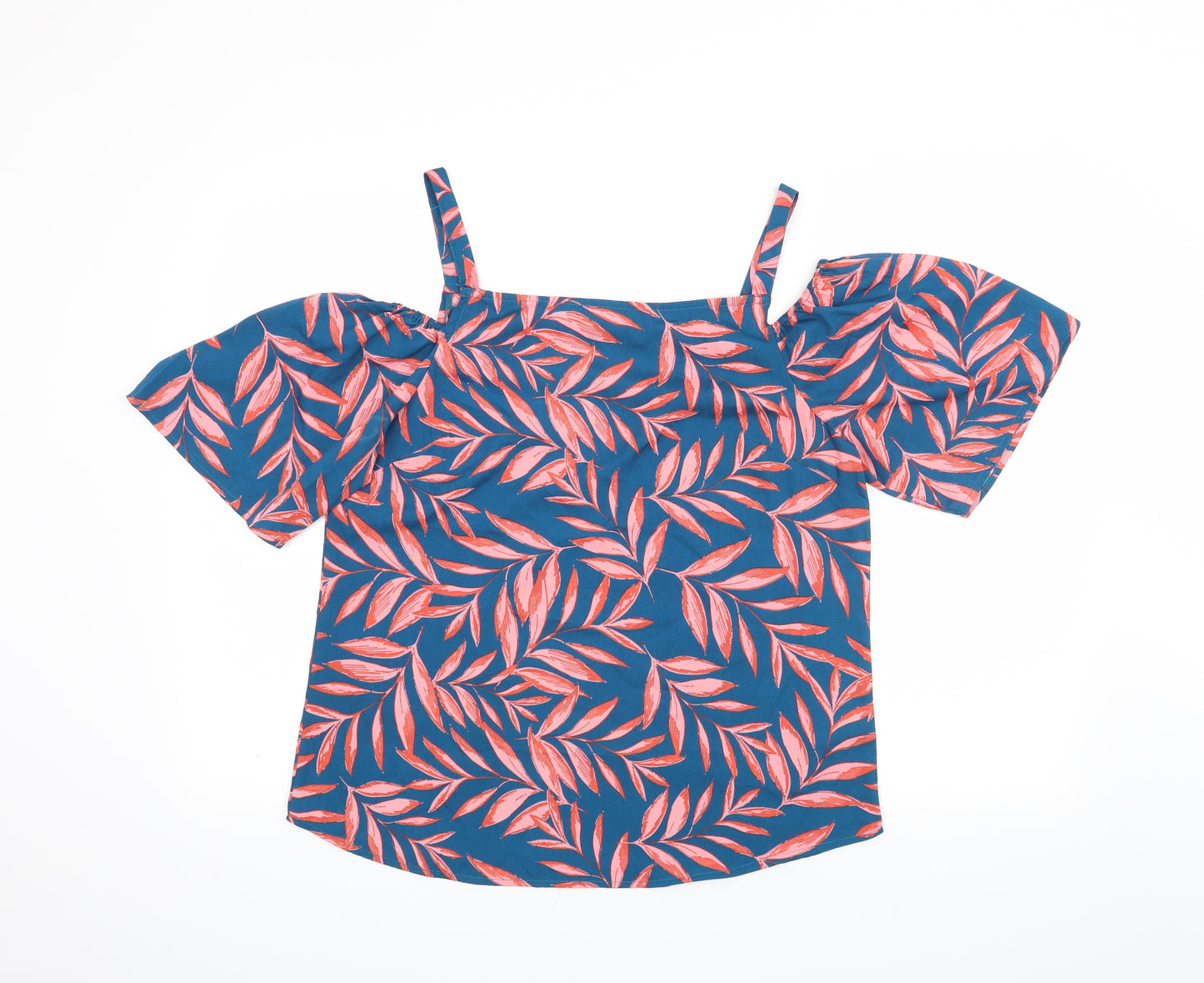 Papaya Womens Blue Floral  Basic Blouse Size 12