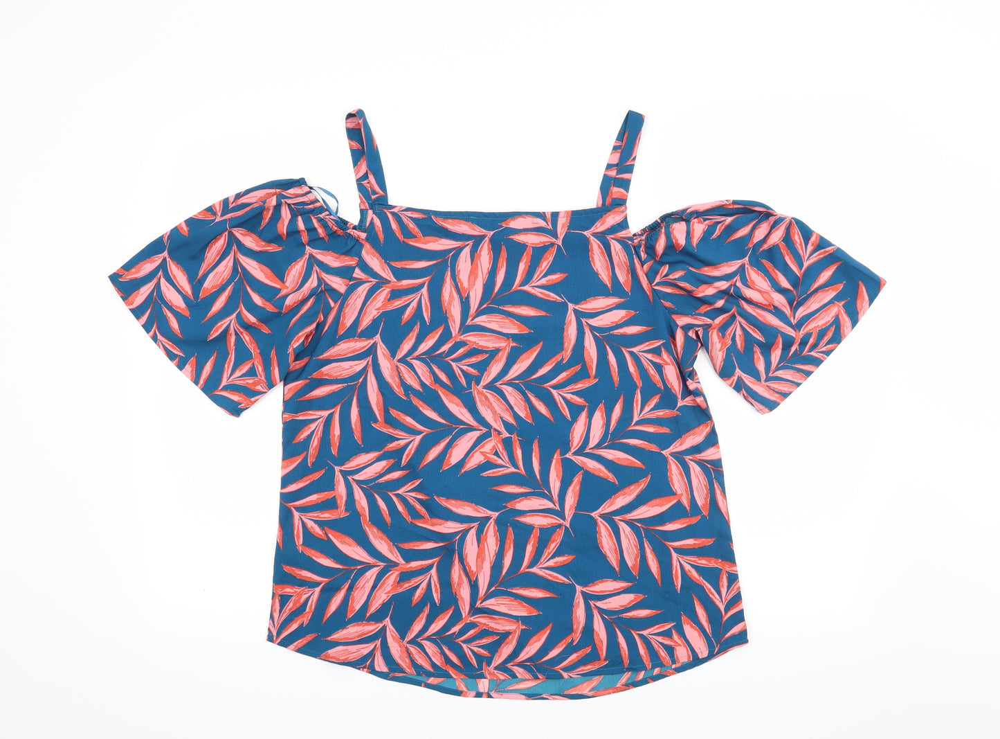 Papaya Womens Blue Floral  Basic Blouse Size 12