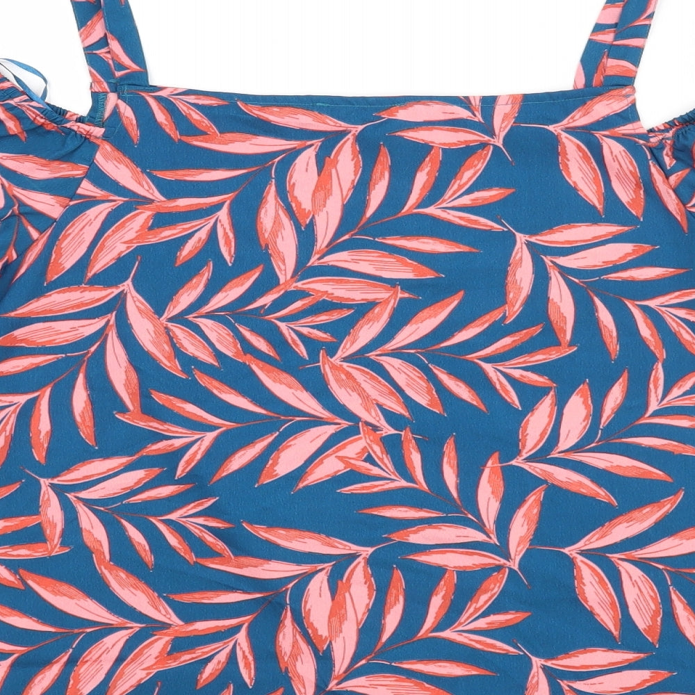 Papaya Womens Blue Floral  Basic Blouse Size 12