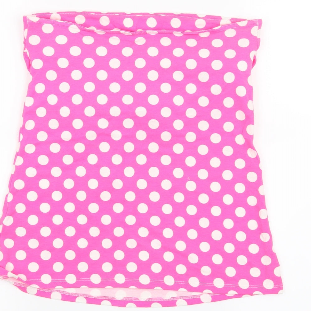Papaya Womens Pink Polka Dot  Basic Tank Size 12