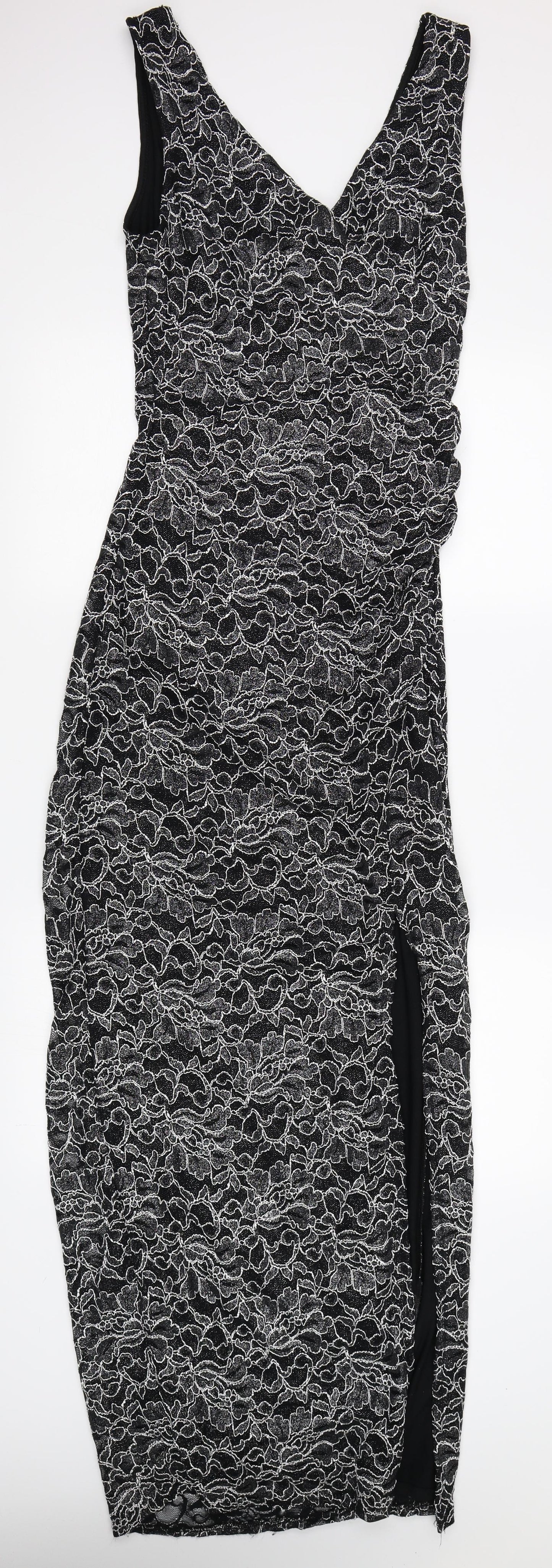 Lipsy Womens Black Floral  Ball Gown  Size 10