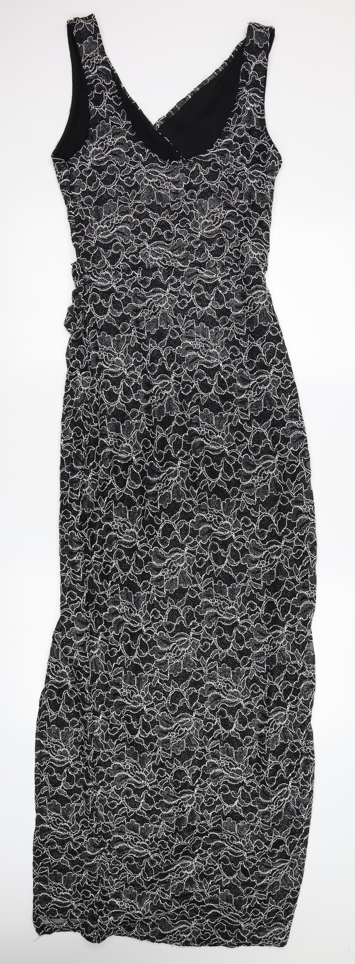 Lipsy Womens Black Floral  Ball Gown  Size 10