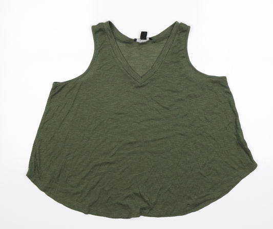 Front view of Primark women’s green basic tank, size UK 16