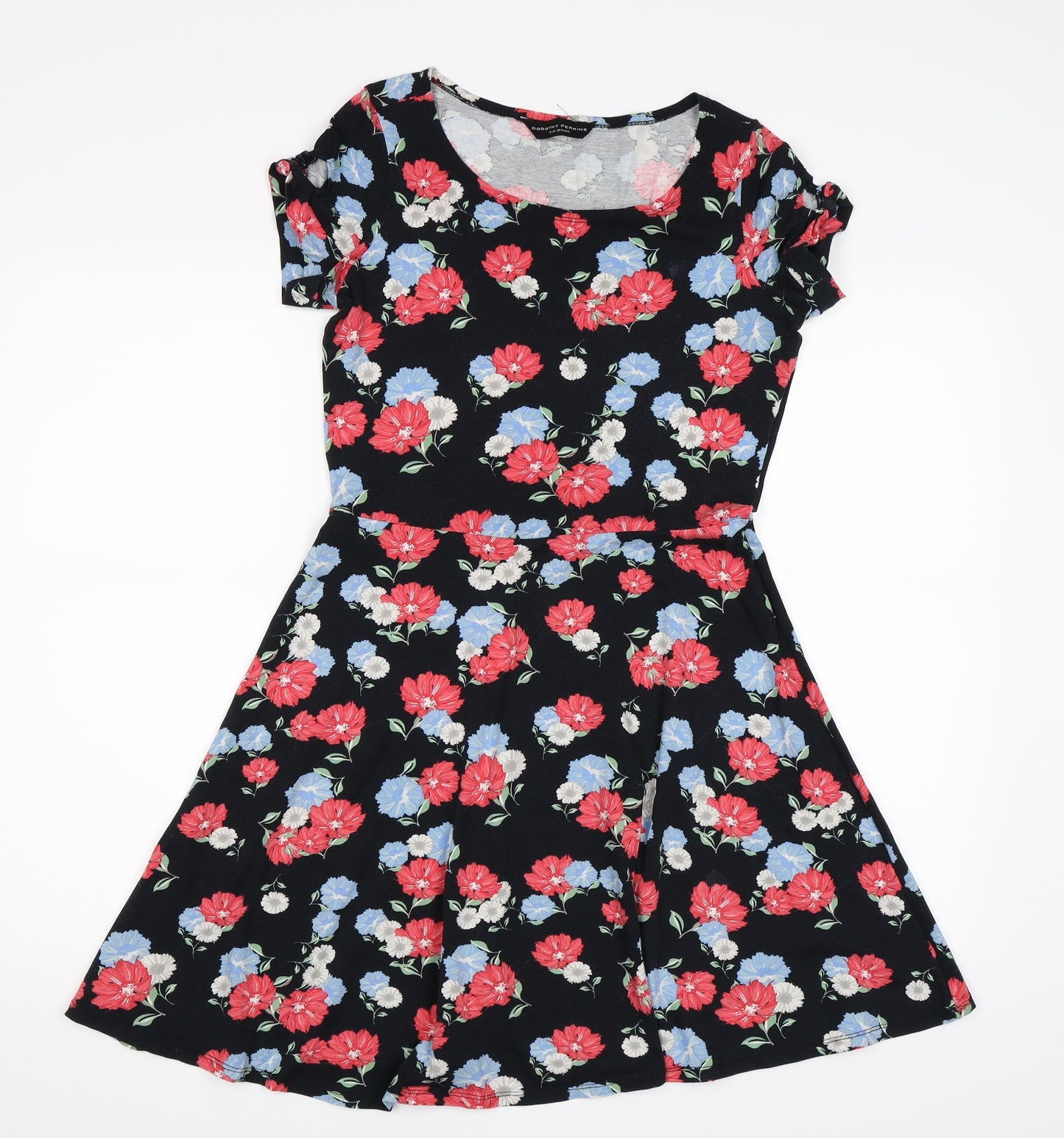 Dorothy Perkins Womens Black Floral  T-Shirt Dress  Size 10