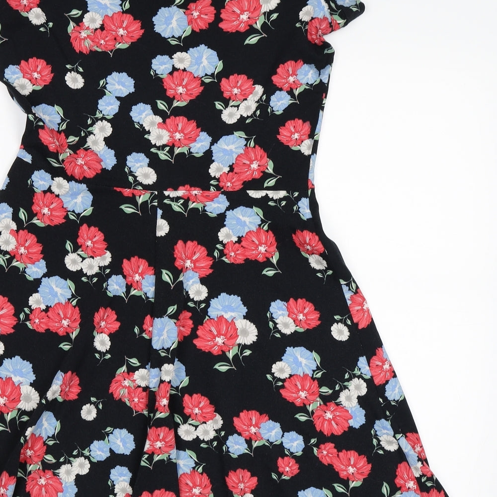 Dorothy Perkins Womens Black Floral  T-Shirt Dress  Size 10