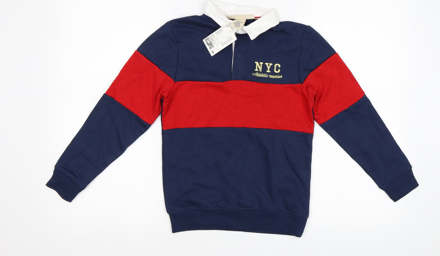 H&M Boys Blue Striped  Basic Polo Size 6 Years