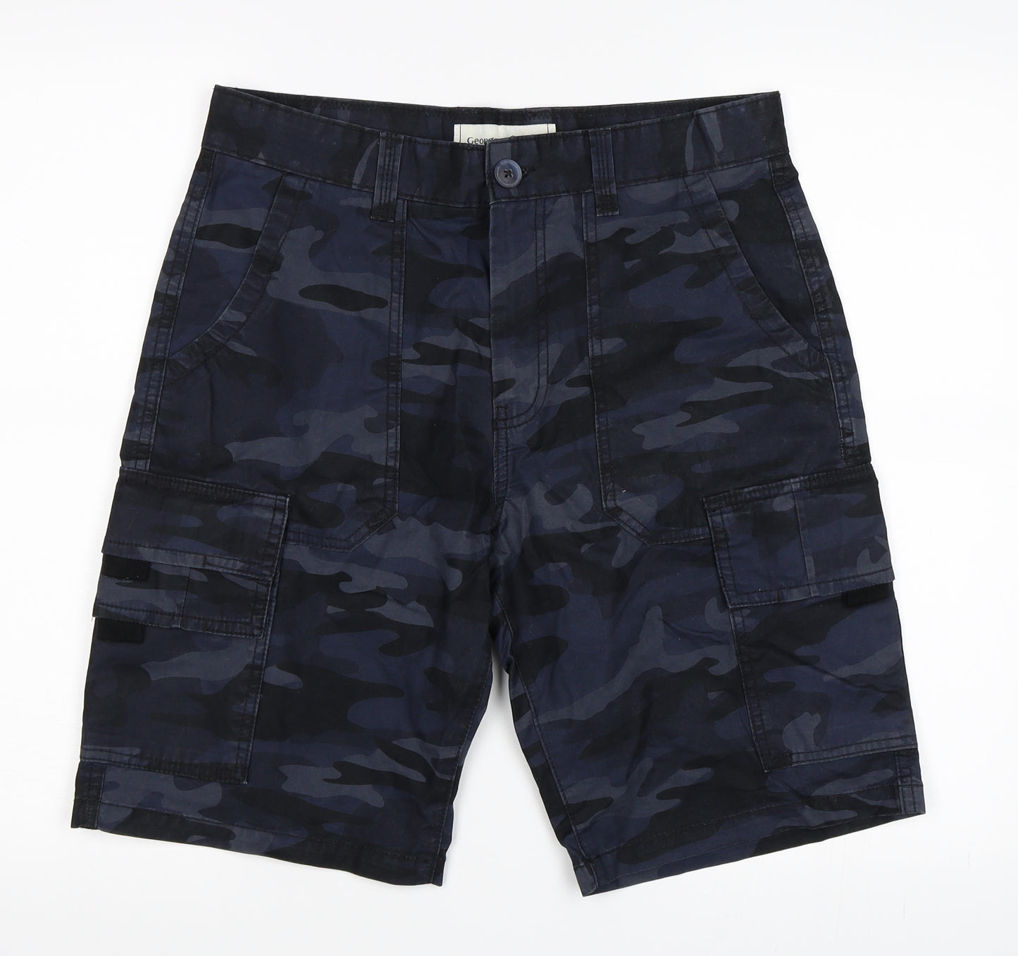 George Mens Blue Camouflage  Cargo Shorts Size 32 in