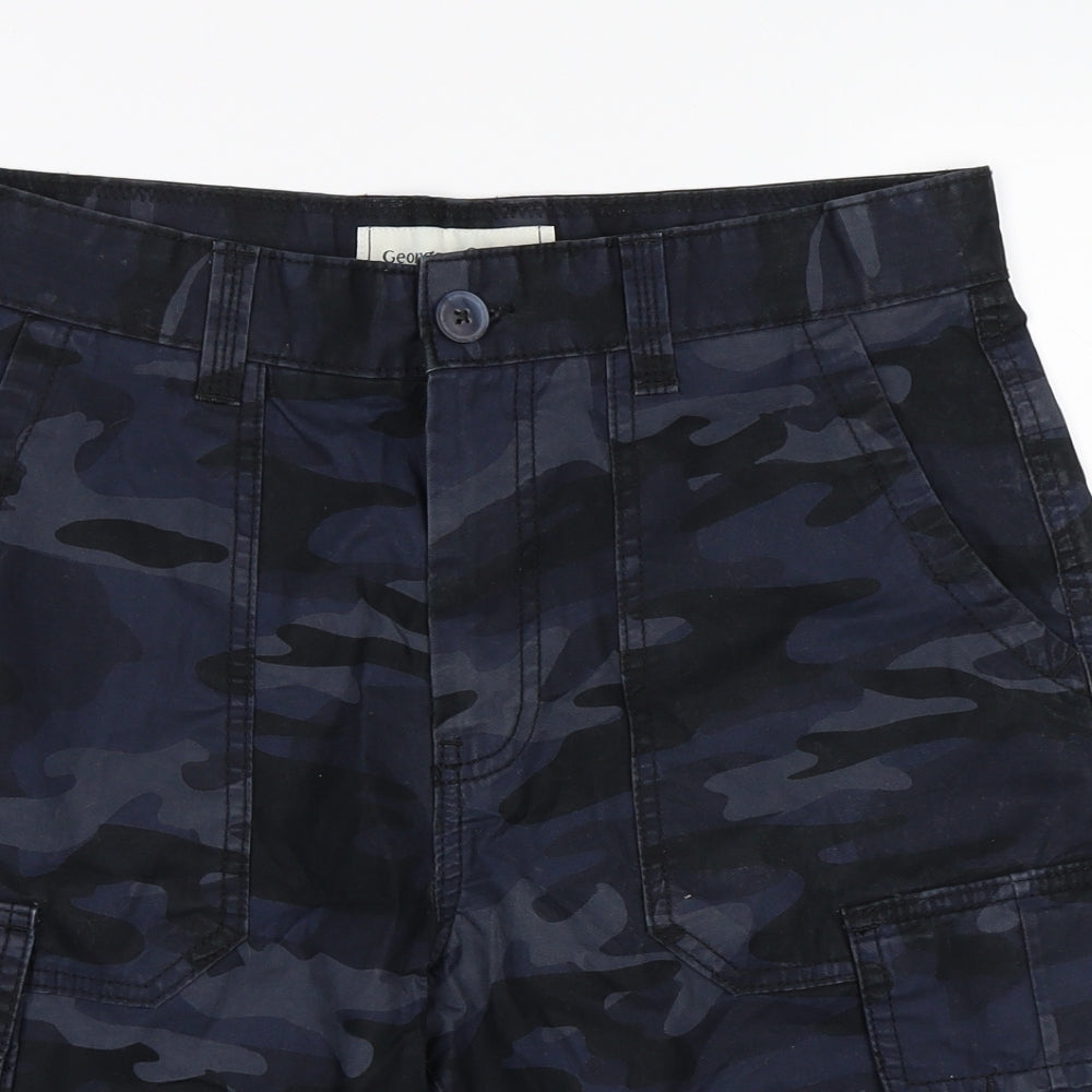George Mens Blue Camouflage  Cargo Shorts Size 32 in