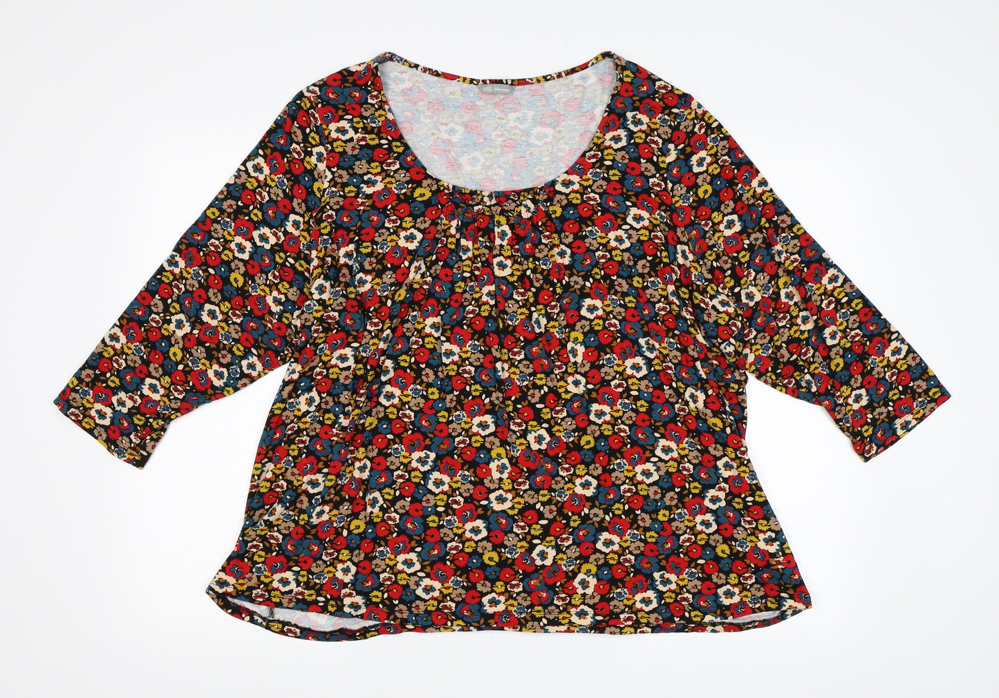 Marks and Spencer Womens Multicoloured Floral  Basic T-Shirt Size 24