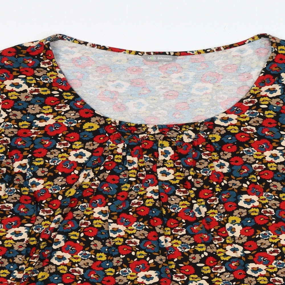 Marks and Spencer Womens Multicoloured Floral  Basic T-Shirt Size 24