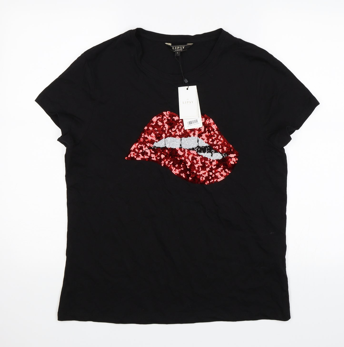 Lipsy Womens Black   Basic T-Shirt Size L