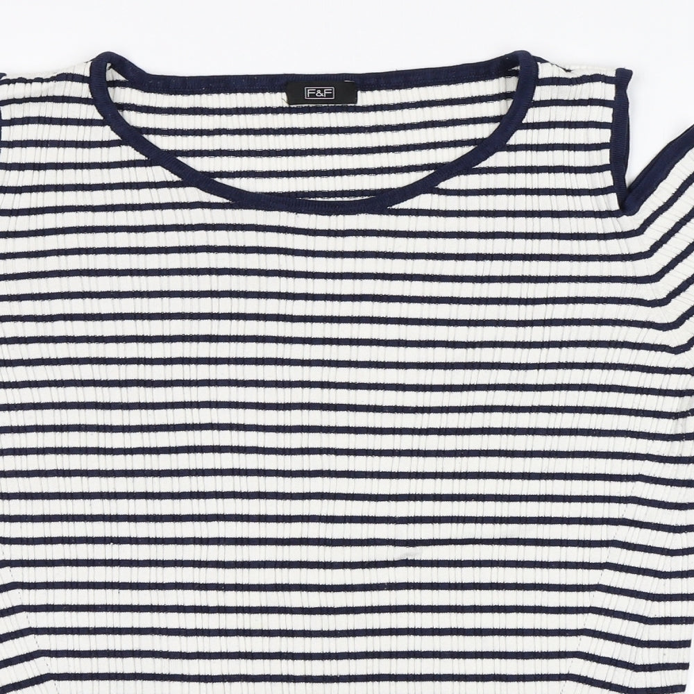 F&F Womens Blue Striped  Basic T-Shirt Size 20