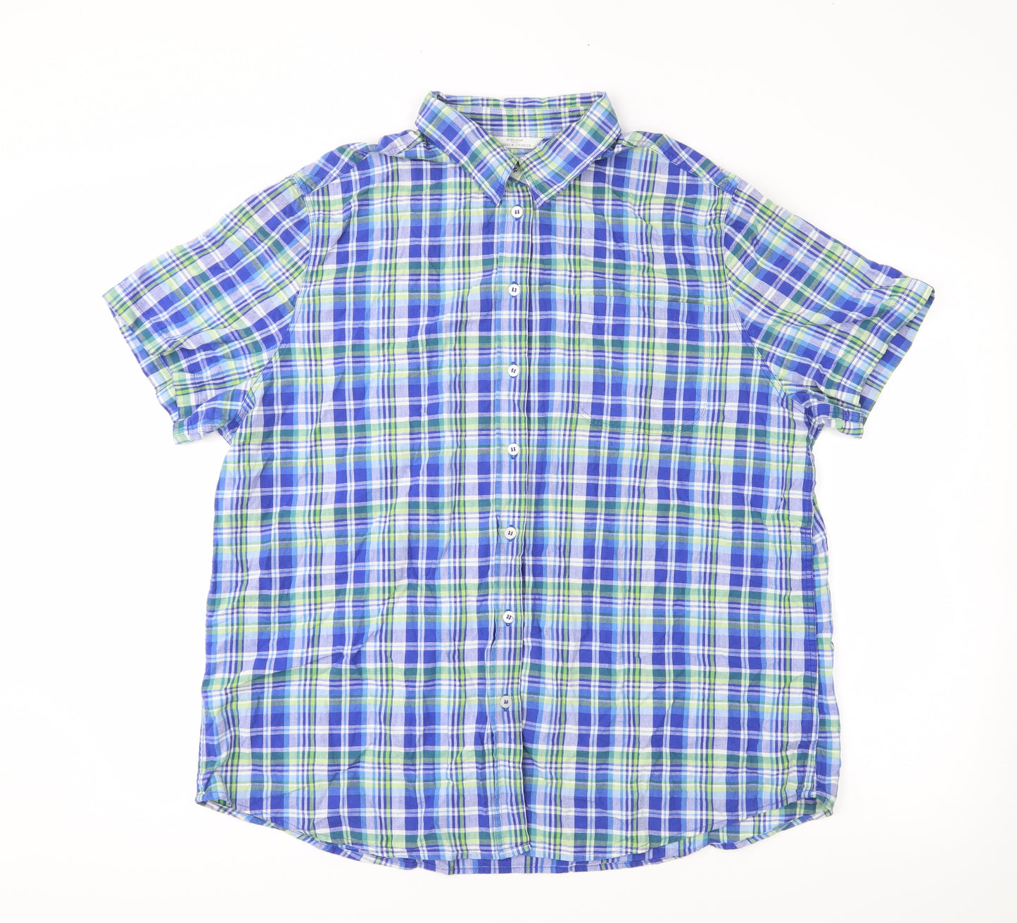 Marks and Spencer Mens Blue Check   Button-Up Size L