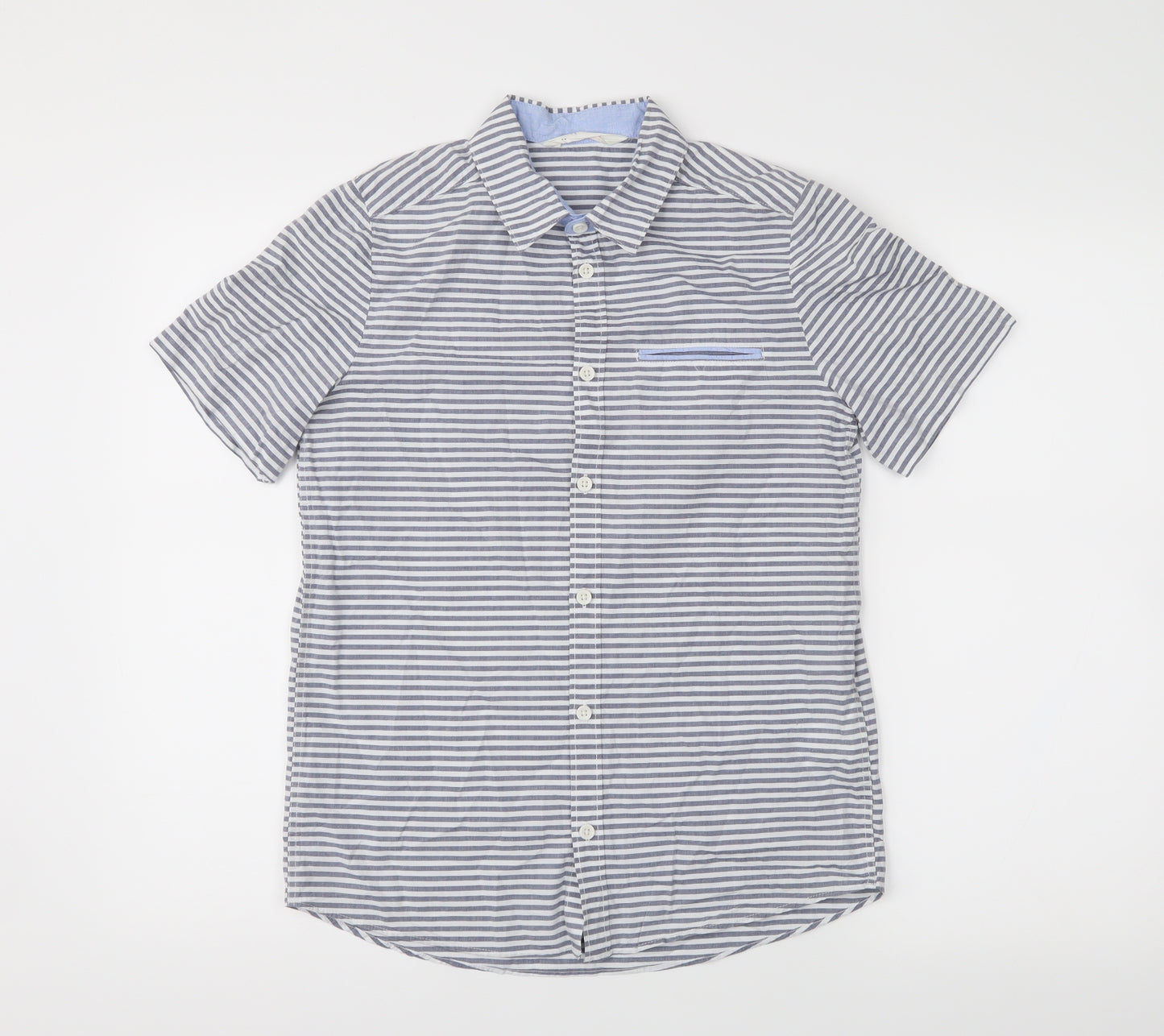 H&M Boys Grey Striped  Basic Button-Up Size 12-13 Years