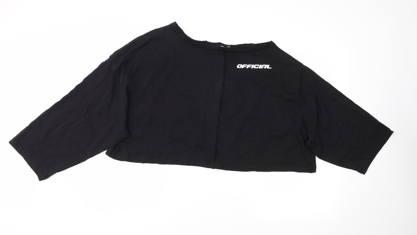 Boohoo Womens Black   Cropped T-Shirt Size 12