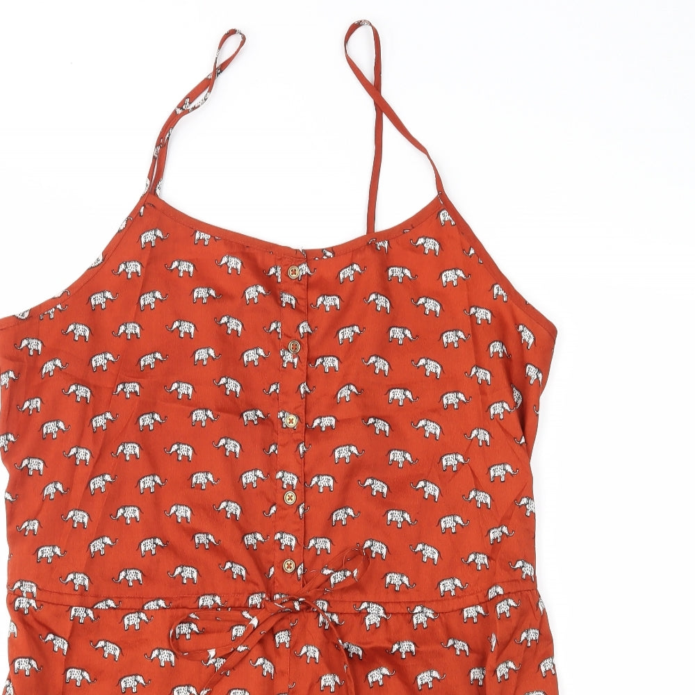 NewLook Womens Red Animal Print  Playsuit One-Piece Size 14 L3 in