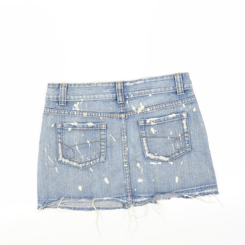 New Look Womens Blue  Denim Mini Skirt Size 12  - DISTRESSED