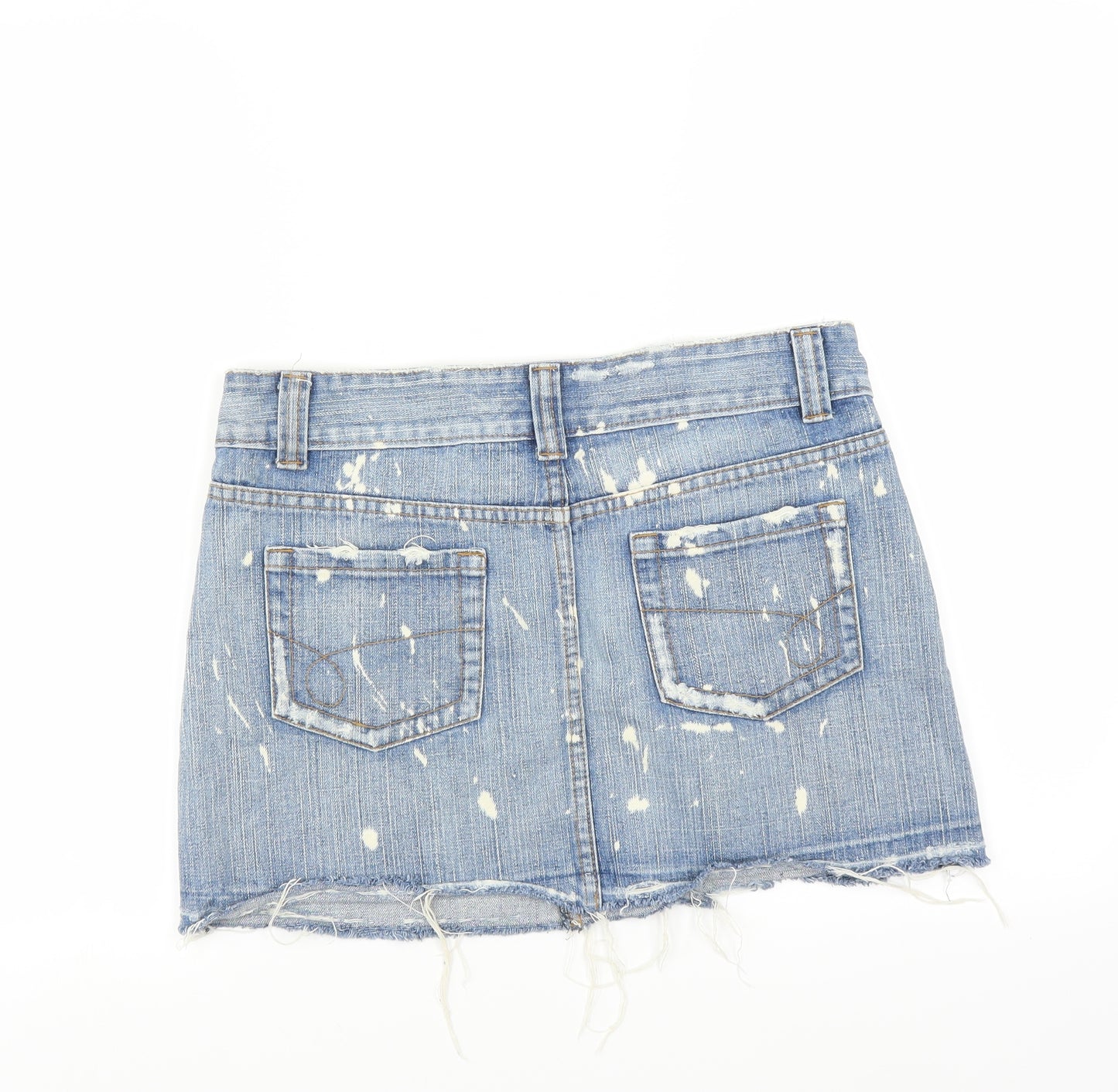 New Look Womens Blue  Denim Mini Skirt Size 12  - DISTRESSED