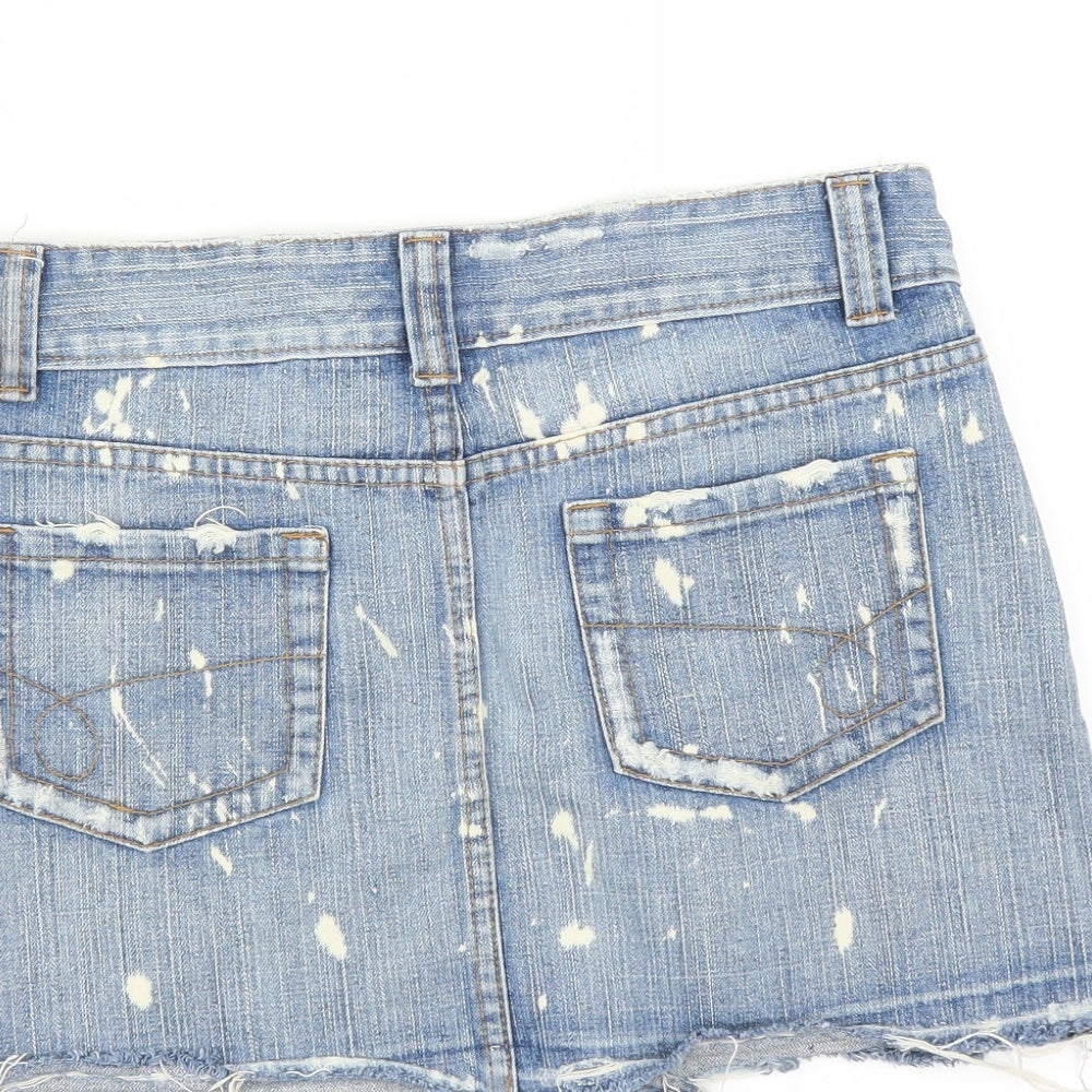 New Look Womens Blue  Denim Mini Skirt Size 12  - DISTRESSED
