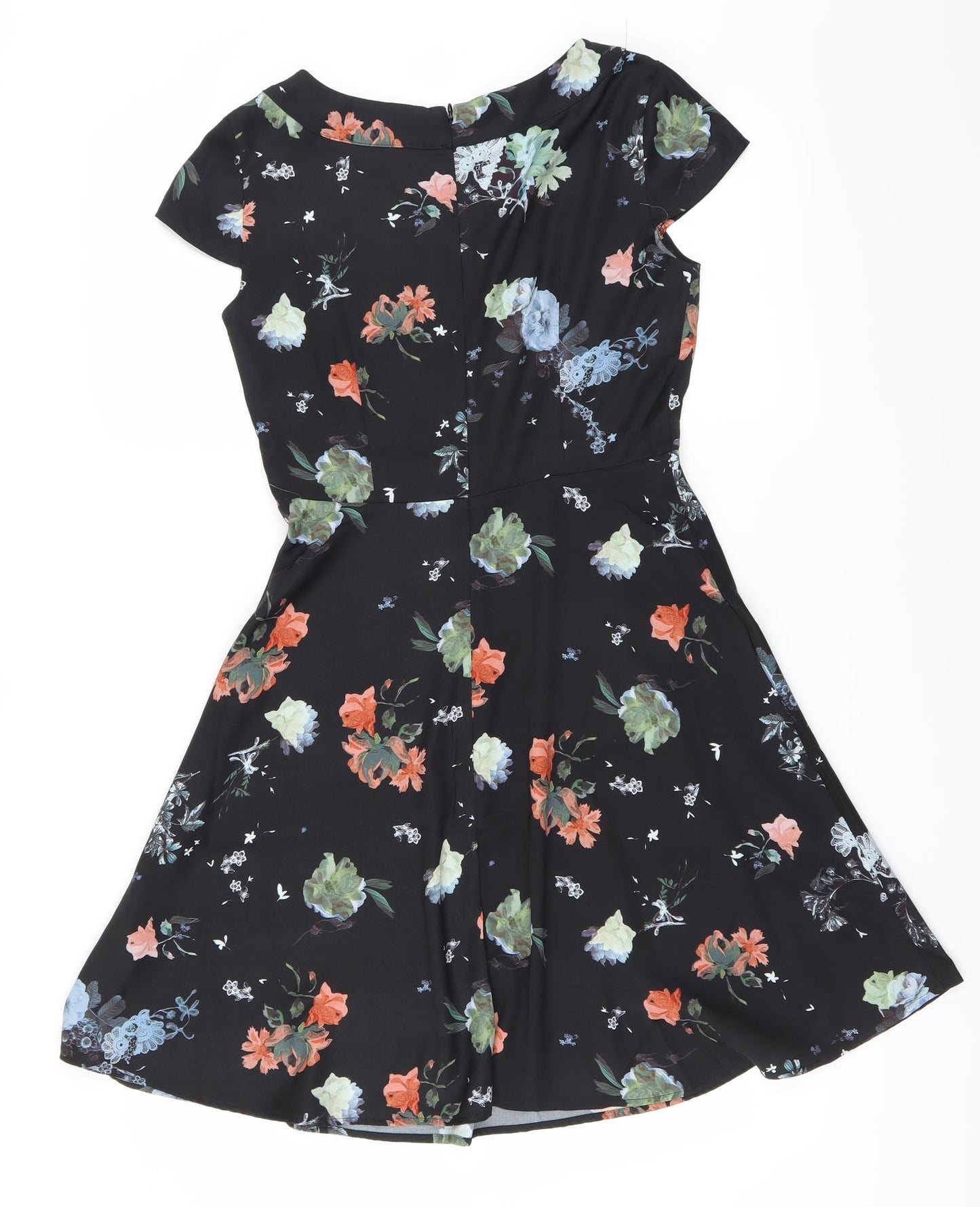 French Connection Womens Black Floral  Fit & Flare  Size 8