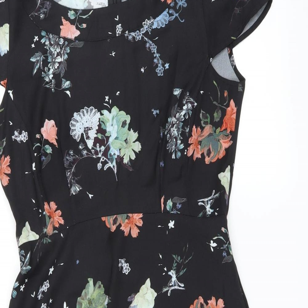 French Connection Womens Black Floral  Fit & Flare  Size 8