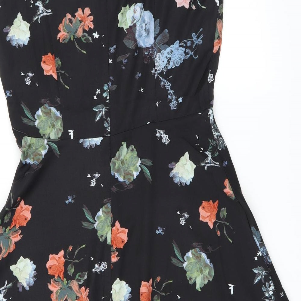 French Connection Womens Black Floral  Fit & Flare  Size 8