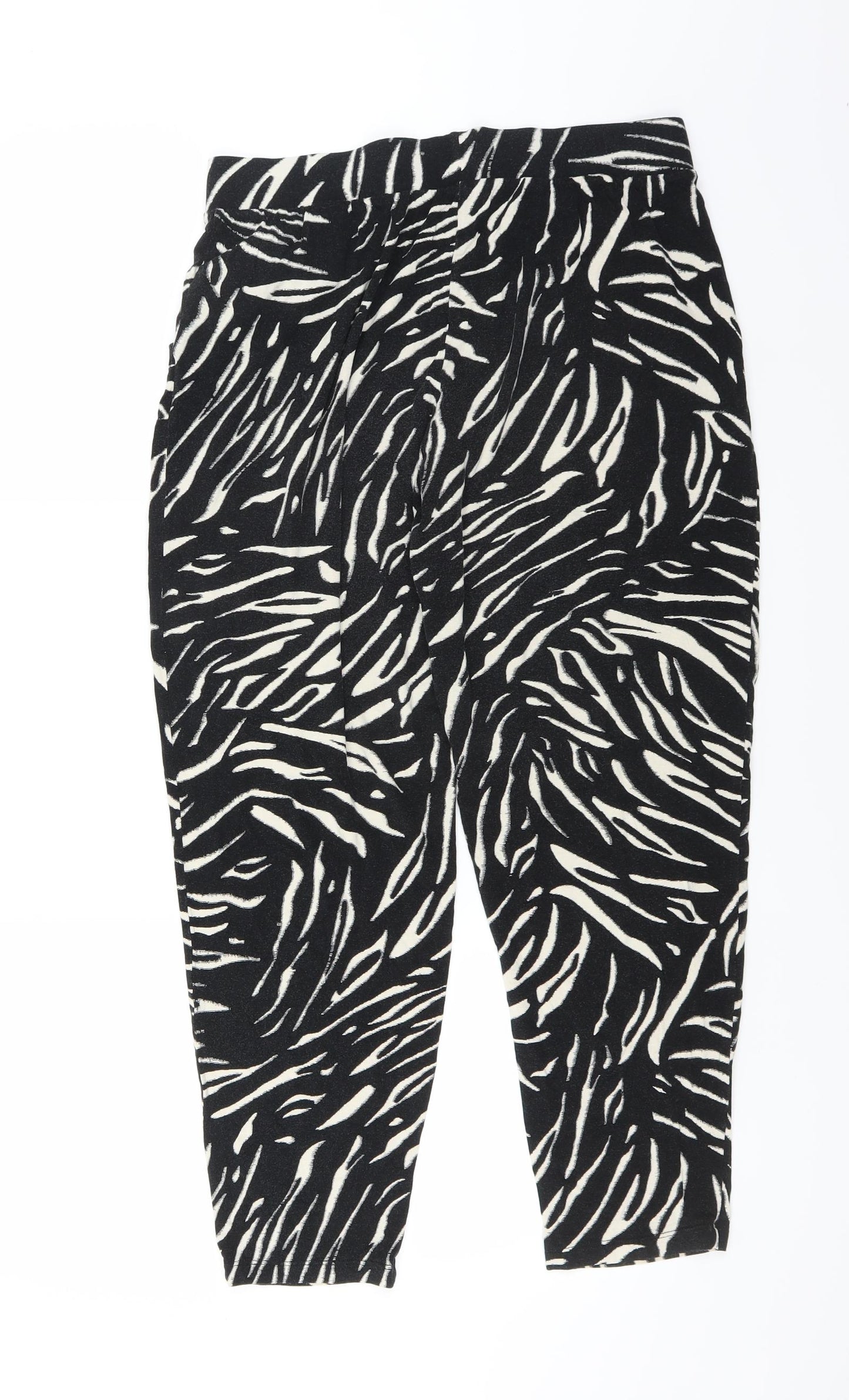 Marks and Spencer Womens Black Animal Print  Trousers  Size 12 L25 in