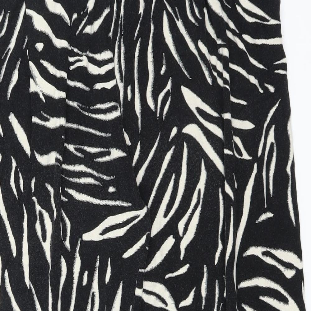 Marks and Spencer Womens Black Animal Print  Trousers  Size 12 L25 in