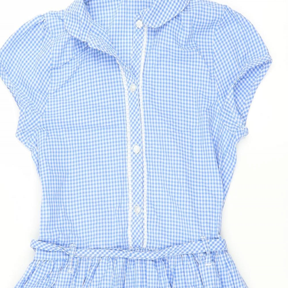 George Girls Blue Check  Fit & Flare  Size 12-13 Years  - SCHOOL