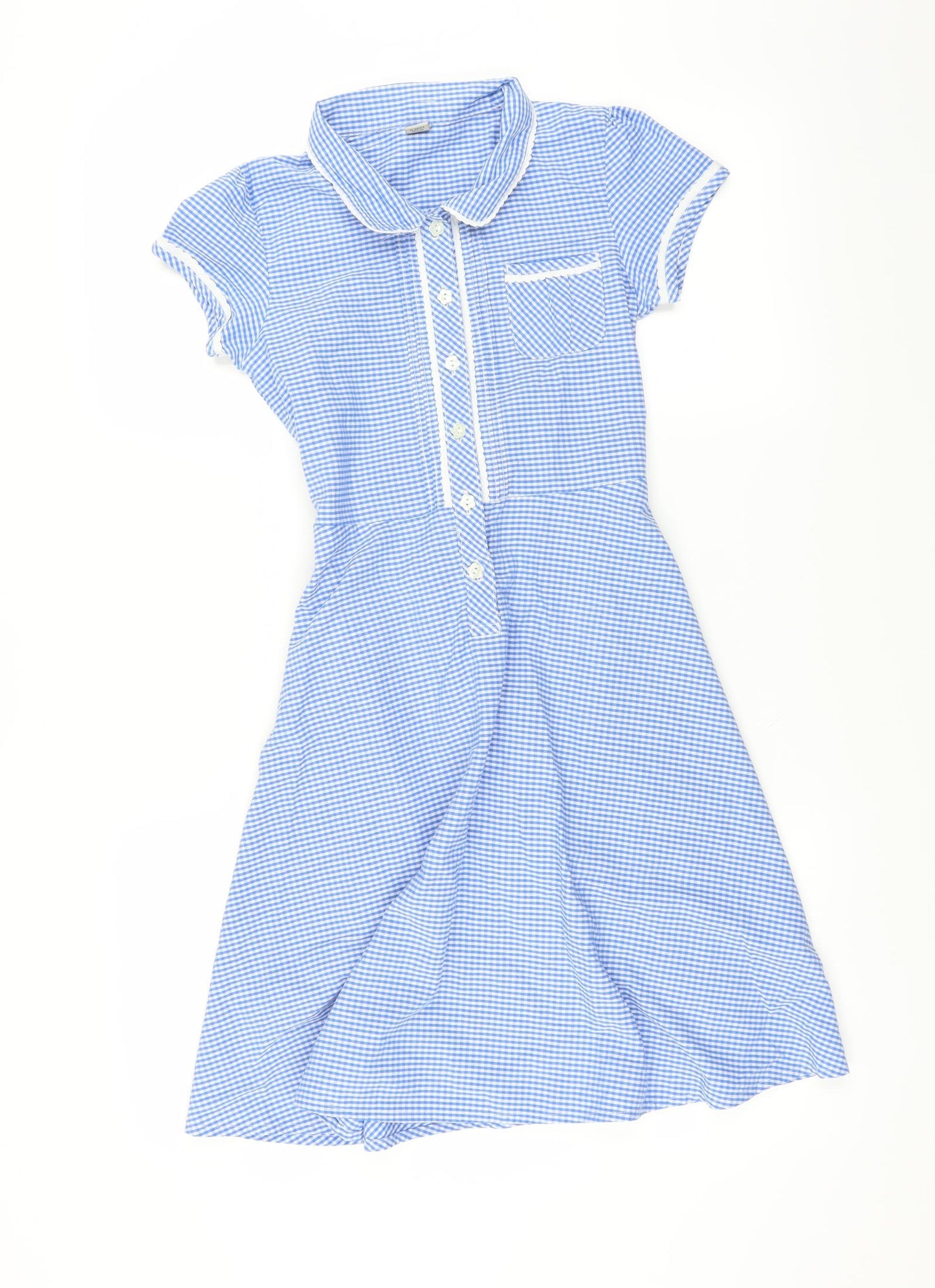 Sainsburys Girls Blue Check  Fit & Flare  Size 12 Years  - SCHOOL